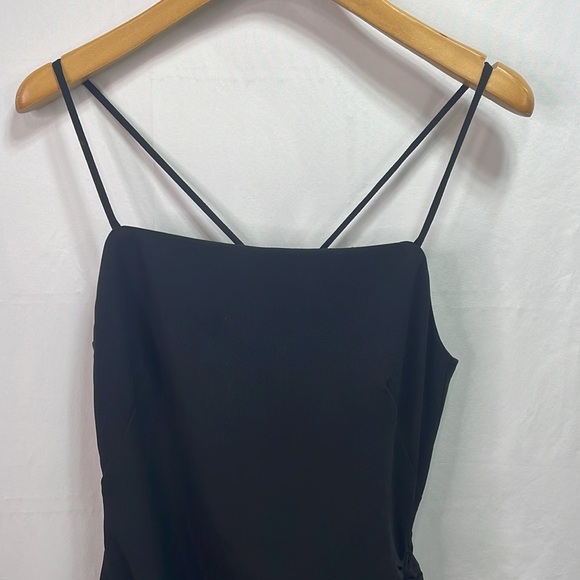 🦆 Zara, black crêpe, spaghetti strap dress with drawstring side ruched - Picture 1 of 5